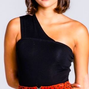 Semi-Annual Sale|Black Asymmetrical Bodysuit|New